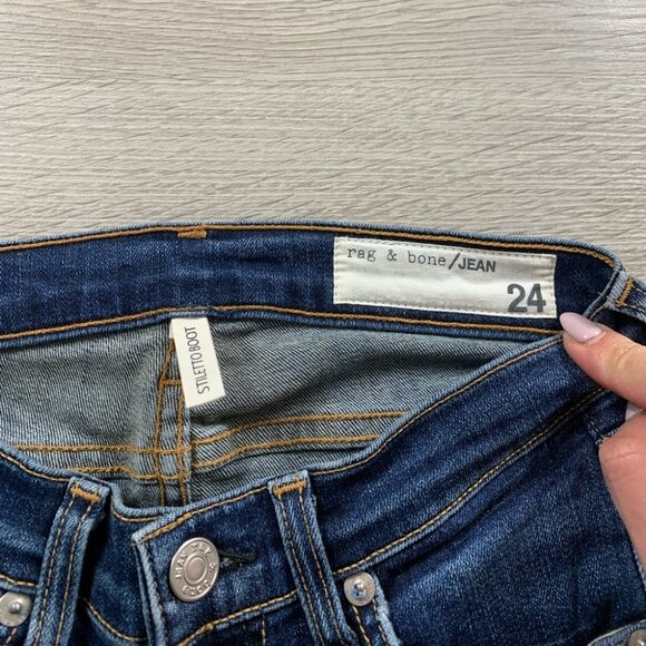 Rag & Bone Stiletto Boot Raw Hem Ankle Jeans in bishop - Picture 7 of 11